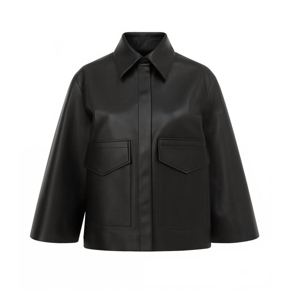 NEW GREEN PILOT women's veda leather jacket in black